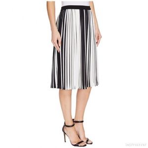 Vince Camuto Striped Pleated Skirt